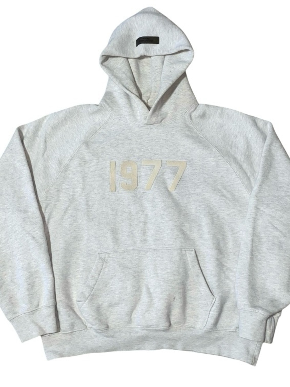 Essentials 1977 Light Gray Pullover Hoodie Sweatshirt Size Medium (DB2)